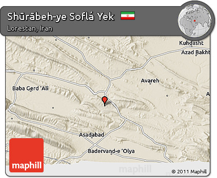 Shaded Relief 3D Map of Shūrābeh-ye Soflá Yek