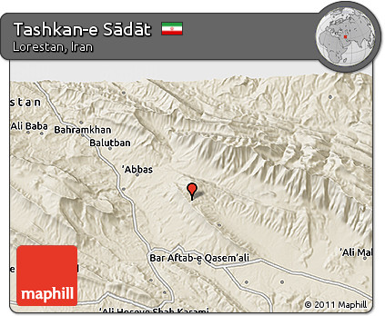 Shaded Relief 3D Map of Tashkan-e Sādāt