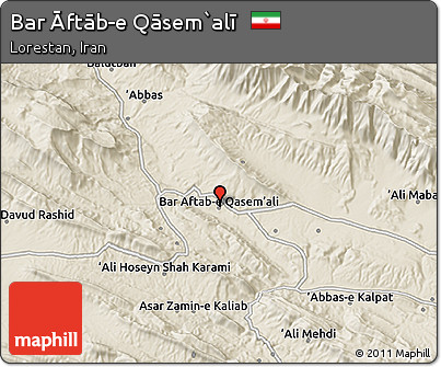 Shaded Relief 3D Map of Bar Āftāb-e Qāsem`alī