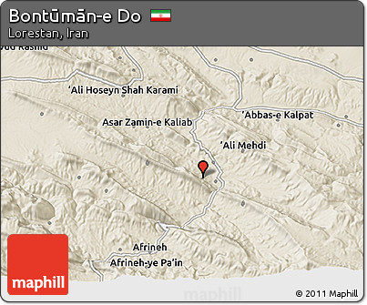 Shaded Relief 3D Map of Bontūmān-e Do
