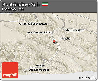 Shaded Relief 3D Map of Bontūmān-e Seh
