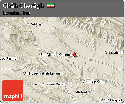Shaded Relief 3D Map of Chāh Cherāgh