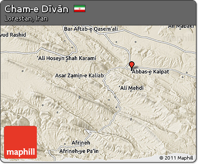 Shaded Relief 3D Map of Cham-e Dīvān