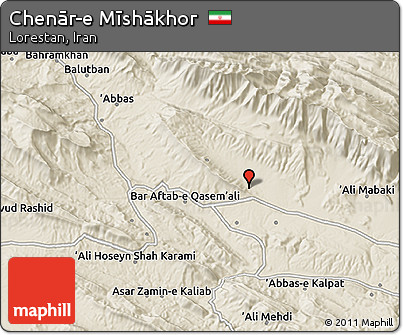 Shaded Relief 3D Map of Chenār-e Mīshākhor