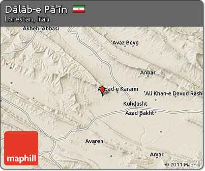 Shaded Relief 3D Map of Dālāb-e Pā'īn