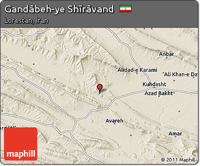 Shaded Relief 3D Map of Gandābeh-ye Shīrāvand