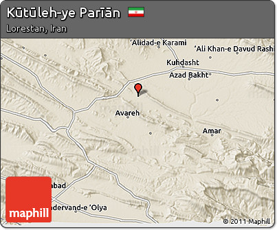 Shaded Relief 3D Map of Kūtūleh-ye Parīān
