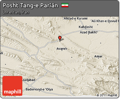 Shaded Relief 3D Map of Posht Tang-e Parīān