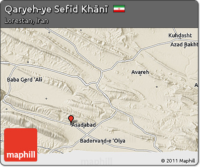 Shaded Relief 3D Map of Qaryeh-ye Sefīd Khānī