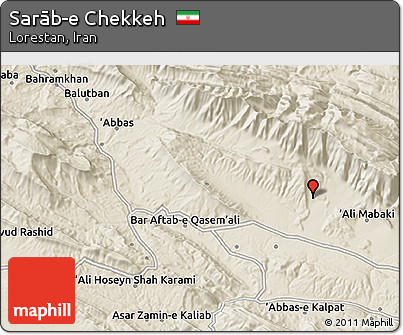 Shaded Relief 3D Map of Sarāb-e Chekkeh