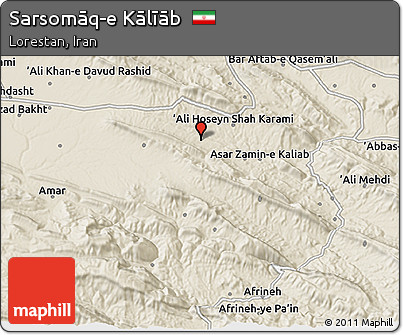 Shaded Relief 3D Map of Sarsomāq-e Kālīāb