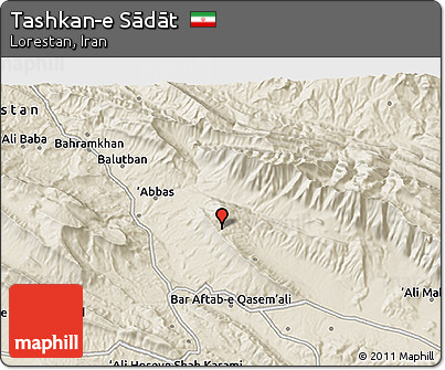 Shaded Relief 3D Map of Tashkan-e Sādāt