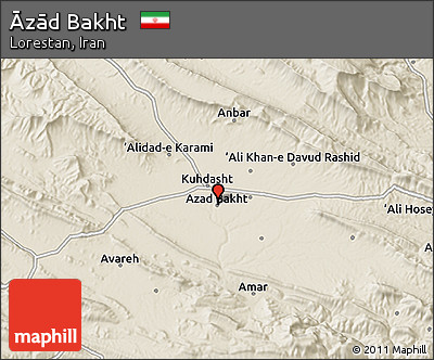 Shaded Relief 3D Map of Āzād Bakht