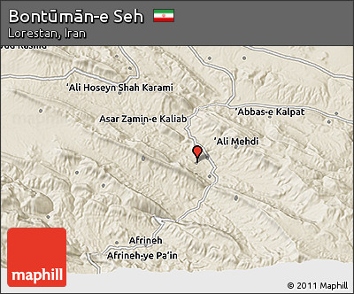 Shaded Relief 3D Map of Bontūmān-e Seh