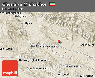 Shaded Relief 3D Map of Chenār-e Mīshākhor