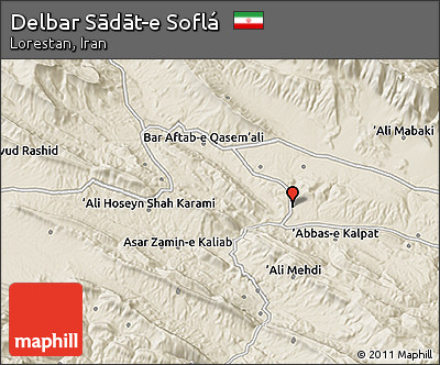 Shaded Relief 3D Map of Delbar Sādāt-e Soflá