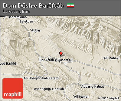 Shaded Relief 3D Map of Dom Dūsh-e Barāftāb