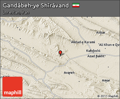 Shaded Relief 3D Map of Gandābeh-ye Shīrāvand