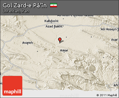 Shaded Relief 3D Map of Gol Zard-e Pā'īn