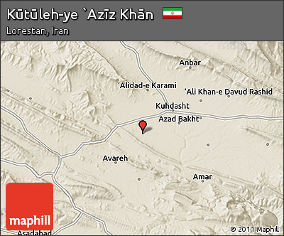 Shaded Relief 3D Map of Kūtūleh-ye `Azīz Khān
