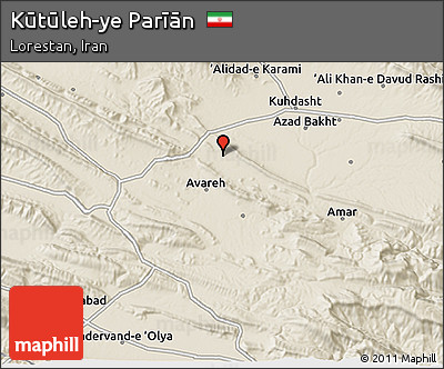 Shaded Relief 3D Map of Kūtūleh-ye Parīān