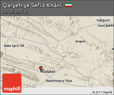 Shaded Relief 3D Map of Qaryeh-ye Sefīd Khānī