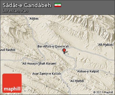 Shaded Relief 3D Map of Sādāt-e Gandābeh