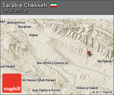 Shaded Relief 3D Map of Sarāb-e Chekkeh