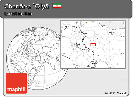 Blank Location Map of Chenār-e `Olyā