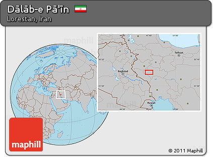 Gray Location Map of Dālāb-e Pā'īn