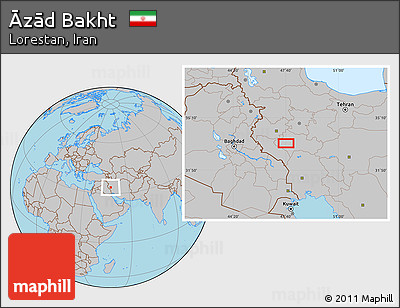 Gray Location Map of Āzād Bakht
