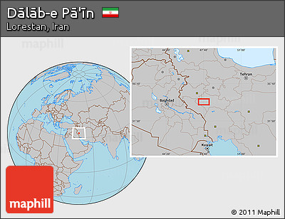 Gray Location Map of Dālāb-e Pā'īn