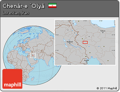 Gray Location Map of Chenār-e `Olyā