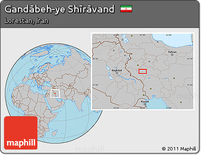 Gray Location Map of Gandābeh-ye Shīrāvand
