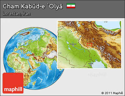 Physical Location Map of Cham Kabūd-e `Olyā