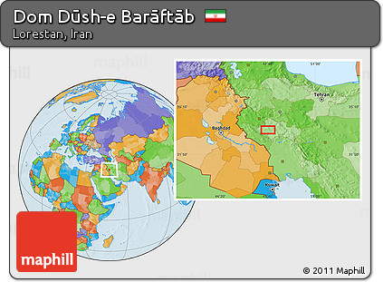 Political Location Map of Dom Dūsh-e Barāftāb