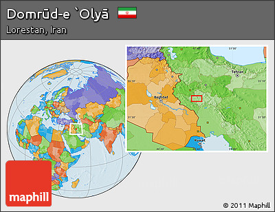 Political Location Map of Domrūd-e `Olyā
