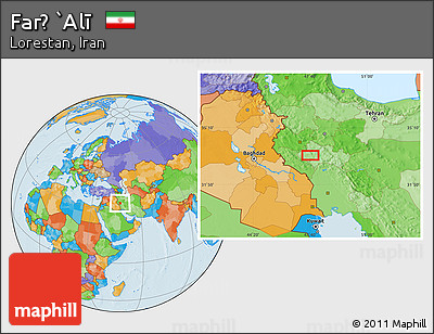Political Location Map of Farẕ `Alī