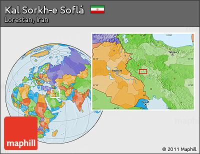 Political Location Map of Kal Sorkh-e Soflá