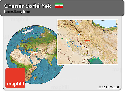 Satellite Location Map of Chenār Soflá Yek