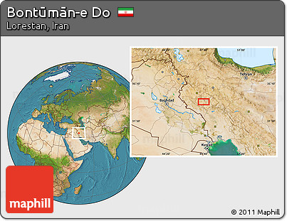 Satellite Location Map of Bontūmān-e Do