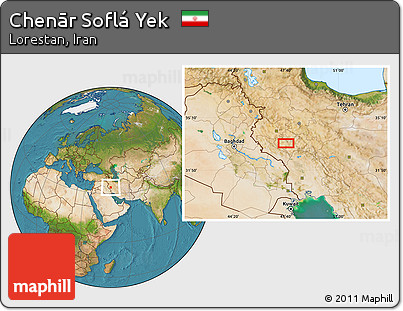 Satellite Location Map of Chenār Soflá Yek