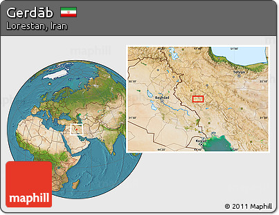 Satellite Location Map of Gerdāb