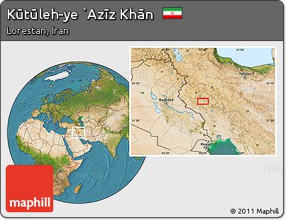 Satellite Location Map of Kūtūleh-ye `Azīz Khān