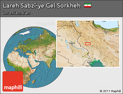 Satellite Location Map of Lareh Sabzī-ye Gel Sorkheh