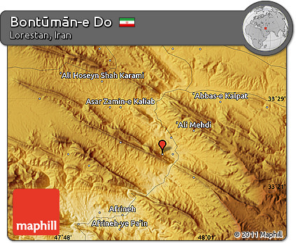 Physical Map of Bontūmān-e Do