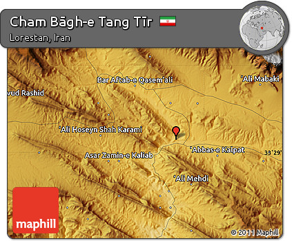 Physical Map of Cham Bāgh-e Tang Tīr