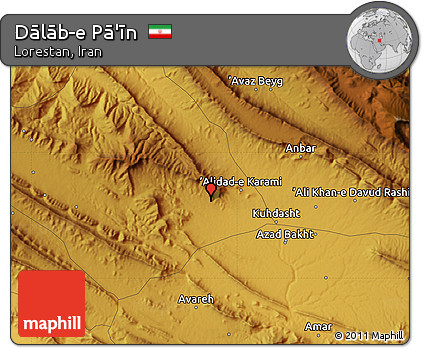 Physical Map of Dālāb-e Pā'īn