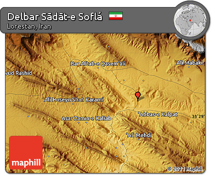 Physical Map of Delbar Sādāt-e Soflá