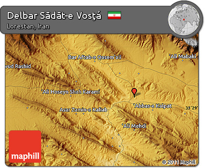 Physical Map of Delbar Sādāt-e Vosţá